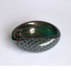 Murano Glass Green Bullicante And Filigrana Bowl. thumbnail 4