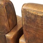 Comfortabele Set Vintage Schapenleren Design Fauteuils/ Armchairs Met Mooie Kleuren thumbnail 14