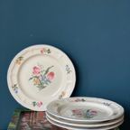 Luneville Set Van 4 Vintage Borden Met Bloemmotief thumbnail 2