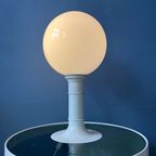 Witte Space Age Woja Holland Tafellamp Met Opaline Glazen Kap thumbnail 5