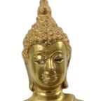 Thaise Messing Boeddha Beeld Sculptuur Zittend Dhyana Mudra thumbnail 3