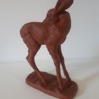Vintage Terracotta Beeld Hertje Jaren 50 Beeldje thumbnail 4