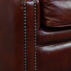 Zeer Mooie Cognac-kleurige Rundleren Clubfauteuil In Engelse Stijl Correct Afgewerkt Met Siernage thumbnail 9