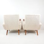 2 Vintage Fauteuils Nieuw Gestoffeerd Teddy Teak Hout thumbnail 8