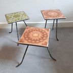 * 3 Vintage Plantentafels Plantentafel Tegel Tafeltje thumbnail 2