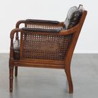 Stijlvolle Vintage Jaren ’70 Design Fauteuil Gemaakt Van Hout, Leer En Webbing thumbnail 5