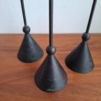 3 Hoge Vintage Kandelaars In Memphis Milano Stijl Gebruineerd Messing thumbnail 7