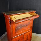 Brocante Hollandse Secretaire Kast – Begin 1900 – Rood thumbnail 11