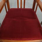 Set Van 4 Art Nouveau/ Jugendstil Design Schuitema Eetkamerstoelen Met Rode Stoffen Bekleding thumbnail 8