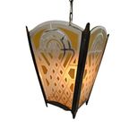 Amsterdams School Stijl - Lantaarn - Hanglamp - Glas - Messing - 1930's thumbnail 9