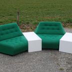 Jaren '70 Fauteuils Groen Met Tafeltjes thumbnail 7