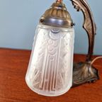 Art Deco Bureaulamp In Brons En Gesatineerd Glas, 1920-30 thumbnail 7