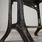 Industriele Tafel, Tuintafel Met Hardsteen Plaat Op Gietijzeren Frame, Jaren 30 thumbnail 24