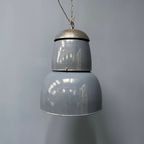 Grote Industriële Blauwgrijze Emaille Hanglamp thumbnail 7