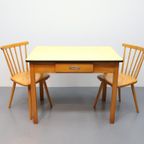 Vintage Eettafel Bureau Beuken Geel Formica Tafelblad thumbnail 8