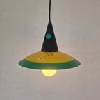 Memphis Milano Postmodern Hanglamp Design Geel Groen. thumbnail 7