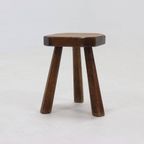 Artisan Stained Pine Stool France 1950S thumbnail 6