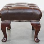 Sierlijke, Donkerbruine Rundleren Chesterfield Hocker thumbnail 3