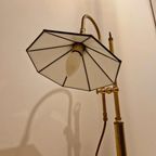 Vintage Lamp Glas In Lood En Messing Desklight Burealamp thumbnail 9