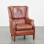 In Goede Staat Verkerende, Tijdloze En Correcte Comfortabele Rundleren Fauteuil/armchair thumbnail 8
