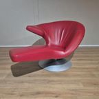 2x Leolux Parabolica Fauteuils - Rood - Leder - Design -zgan thumbnail 17