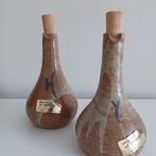 Set Van Twee Vintage Olie- En Azijnkruikjes, Handgemaakt. Keramiek. Mid-century. thumbnail 11