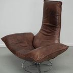 Wammes Loungestoel Van Bruin Leer Door Gerard Van Den Berg Voor Montis, Jaren 70 thumbnail 2
