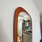 Vintage Midcentury Spiegel Ovaal Met Hoeken - Teak(fineer) thumbnail 5