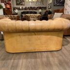 Stoere Oude Antieke / Vintage Chesterfield 2 Zits Bank Cognac Camel thumbnail 4