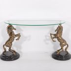 Italian Design Console Table With Casted Brass Horses thumbnail 2