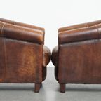 Charmante En Unieke Set Van 2 Schapenleren Clubfauteuils Met Een Comfortabele Zit thumbnail 2