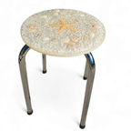 Stools With A Decorative Top Made With Sand , Seashells, And A Starfish Embedded In A Clear Acryl thumbnail 9