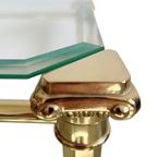 Hollywood Regency Bijzettafel Etagère Messing Glas 1970s thumbnail 3