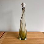 Val St Lambert Groene Kristal Glas Lamp Vintage thumbnail 9