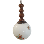 Witte Glazen Bollamp Met Bloemen thumbnail 2