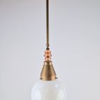 Vintage Art Deco Bol Hanglamp Schoollamp Kopper Mid Century thumbnail 3