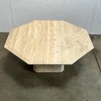 Vintage Achthoekige Travertin Salontafel, 1970’s thumbnail 15