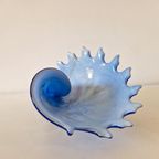 Vintage Glazen Schaal Glas Kunst Mondgeblazen Schelp Schaal thumbnail 9