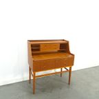 Zweeds Teak Secretaire Met Lades En Uitschuifbaar Blad, Bureau thumbnail 4