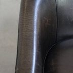Unieke En Subtiele Zwart/ Grijze Schapenleren Clubfauteuil Met Een Mooi Patina thumbnail 7
