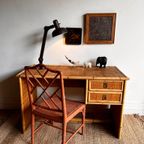 Rotan Bamboe Bureau Italiaans Design Vintage thumbnail 13