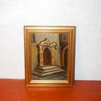 Vintage Architectural Painting * Signed Framed Oil Painting thumbnail 4