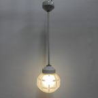 Art Deco Hanglamp Met Achthoekige Matglazen Kap thumbnail 3
