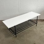Vintage Salontafel, Wit Houten Blad Op Zwart Stalen Frame. 1970’s thumbnail 14