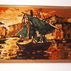 * Jaren 60 Wollen Vintage Schilderij Kunst Werkje Vintage thumbnail 6