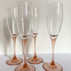 4X Champagneglas Roze Voet Luminarc thumbnail 6