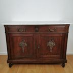 Vintage Antiek Dressoir Commode Ladekast Badkamermeubel Met Marmer Blad 404 thumbnail 4