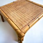 Vintage Bamboo Vierkante Coffee Table / Salontafel Met Rotan thumbnail 3