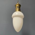 Opaline Glazen Hanglamp Met Sierlijk Messing Armatuur thumbnail 4