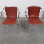 2 Design Wire Chairs Chroom Met Cognac Seat Pads thumbnail 13